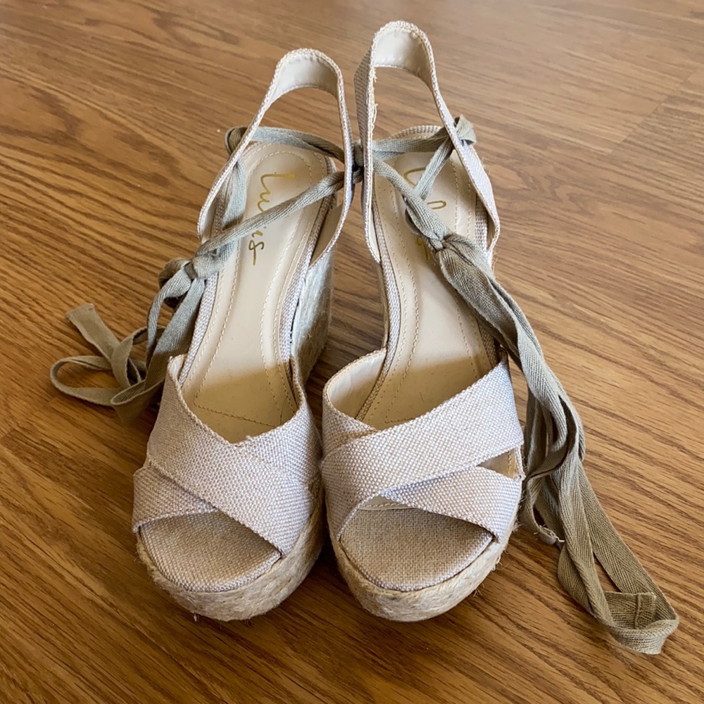 Lulus tie strap wedge sandal size 6.5